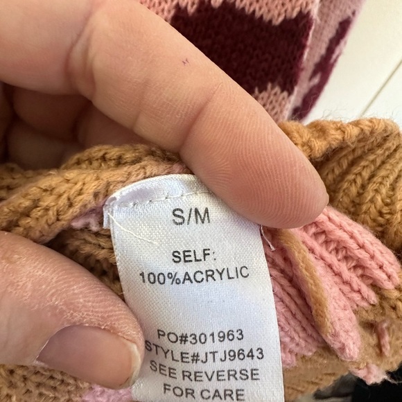 Promesa  Pink and Tan Leopard Print and Striped Women’s Sweater Size S/M - Picture 11 of 15
